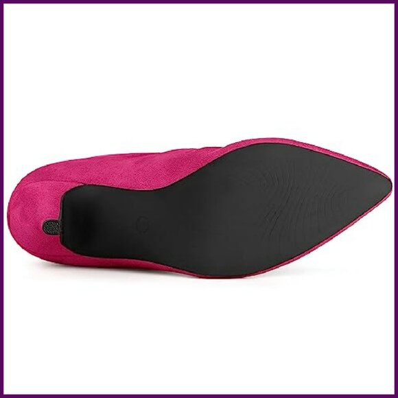 Pointy Toe Stiletto Ankle Boots with Back Zipper, Faux Suede - Picture 7 of 8